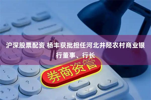 沪深股票配资 杨丰获批担任河北井陉农村商业银行董事、行长